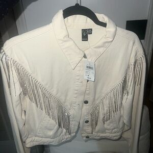 Windsor Cream Jean Jacket with Silver Accents NWT!